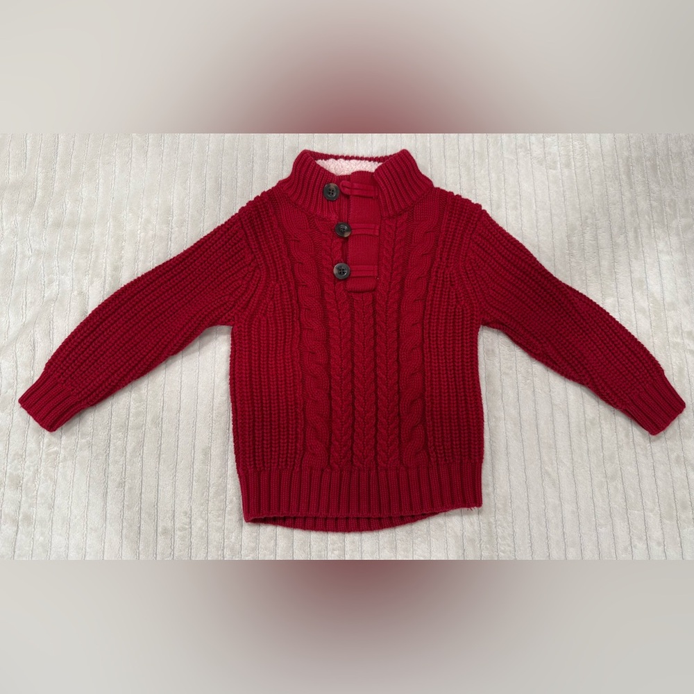 Gap Elbow Patch Mock Neck Cable Knit Sweater size 2T